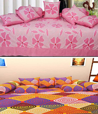 

Shivkirpa Cotton Floral Diwan Set, Multi