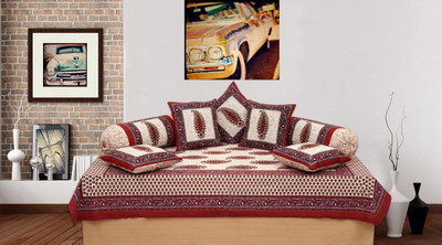

Jaipur Print Cotton Floral Diwan Set, Brown