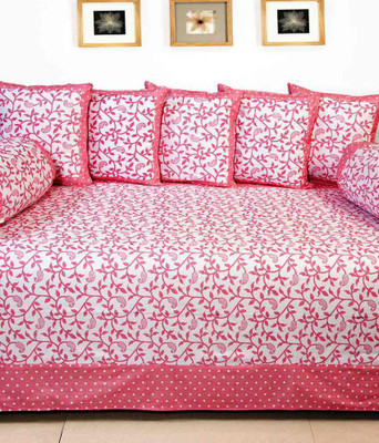 

The Intellect Bazaar Cotton Floral Diwan Set, Pink