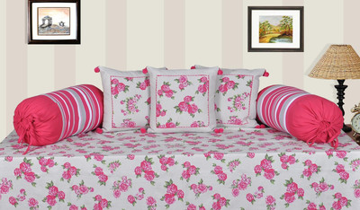 

Elan Cotton Floral Diwan Set, Rose