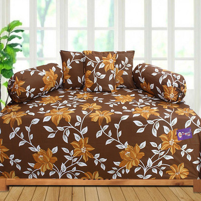

The Intellect Bazaar Cotton Floral Diwan Set, Brown