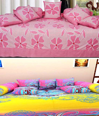 

Shivkirpa Cotton Floral Diwan Set, Multi