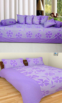 

The Intellect Bazaar Cotton Floral Diwan Set, Purple