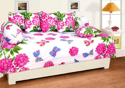 

Zain Cotton Floral Diwan Set, White