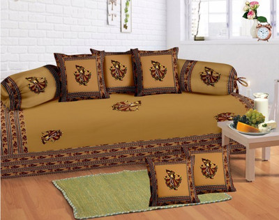 

AS42 Cotton Embroidered Diwan Set, Beige