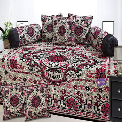 

The Intellect Bazaar Chenille Abstract Diwan Set, Multicolor