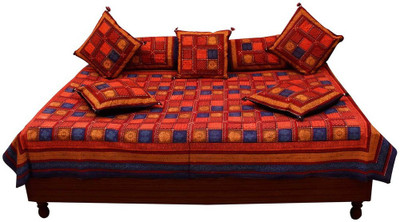 

Halowishes Cotton Checkered Diwan Set, Multicolor