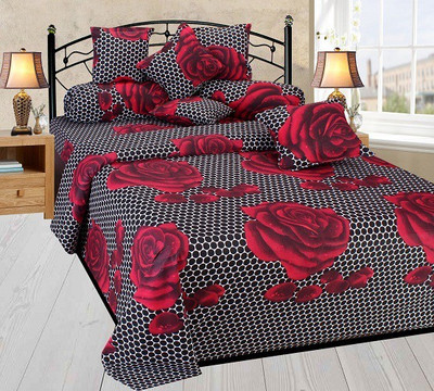 The Intellect Bazaar Cotton Floral Diwan Set, Black
