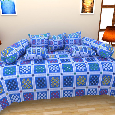 

The Decor Hub Cotton Checkered Diwan Set, Multicolor