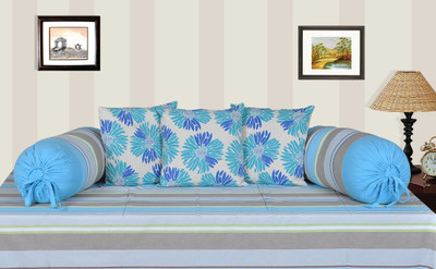 

Elan Cotton Striped Diwan Set, Blue