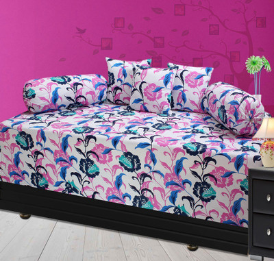

The Intellect Bazaar Cotton Floral Diwan Set, Pink