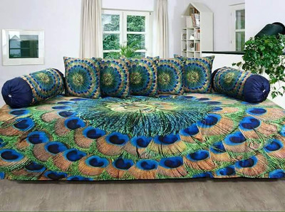 

Kalakriti Creations Velvet Animal Diwan Set, Multicolor;blue;green