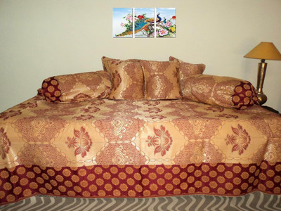 Amita Home Furnishing Silk Floral Diwan Set
