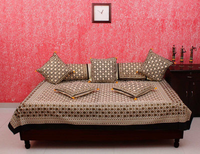 

Halowishes Cotton Floral Diwan Set, Cream