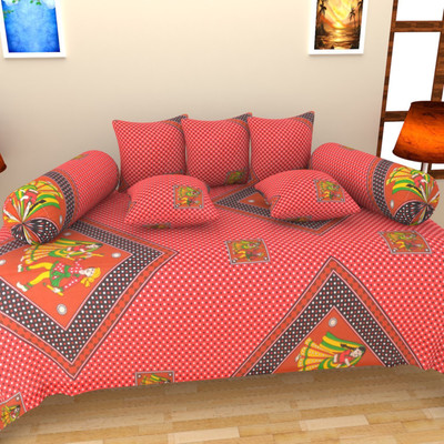 

Aashiyana Sajona Cotton Abstract Diwan Set, Red