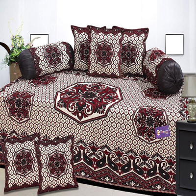

The Intellect Bazaar Chenille Abstract Diwan Set, Multicolor