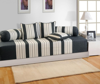 

Swayam Cotton Striped Diwan Set(1 Diwan Sheet+ 3 Cushion Cover+2 Bolster Cover (Set of 6))