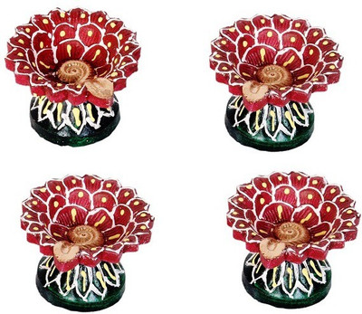 

Cretiv Stand Earthenware (Pack of 4) Table Diya Set(Height: 3.5 inch)