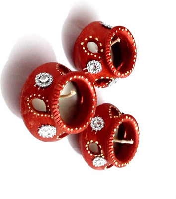

Indeasia Srijan Terracotta (Pack of 3) Table Diya Set(Height: 2 inch)