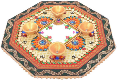 

Twisha Traditional Wooden Table Diya Set(Height: 1.5 inch)