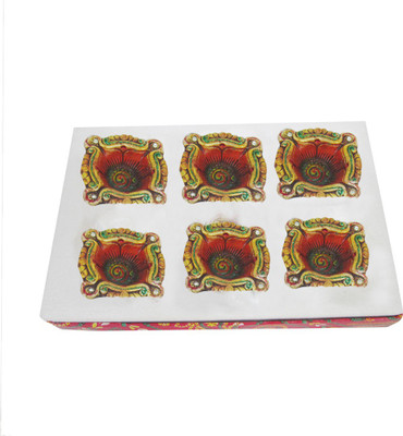 

Creativity Centre Diwali Auspicious Colorful Rangoli Terracotta (Pack of 6) Table Diya Set(Height: 1 inch)