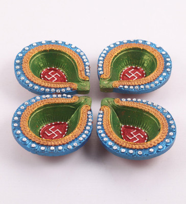 

DECARDO Terracotta (Pack of 4) Table Diya Set(Height: 1 inch)