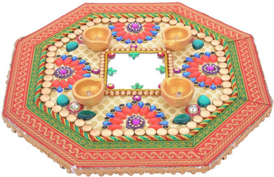 

Twisha Traditional Wooden Table Diya Set(Height: 1.5 inch)