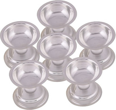 

Raj Laxmi Silver Plated (Pack of 6) Table Diya Set(Height: 2 inch)