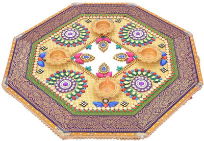 

Twisha Traditional Wooden Table Diya Set(Height: 1.5 inch)