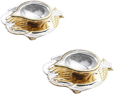 

Siri Creations Silver (Pack of 2) Table Diya Set(Height: 0.5 inch)