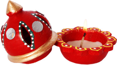 

Cretiv Traditional Dome Hanging & Table Terracotta Table Diya(Height: 5 inch)