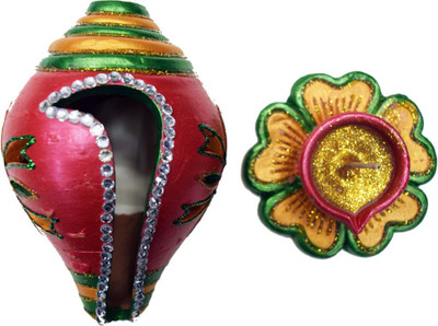 

Karukraft Conch Terracotta (Pack of 2) Table Diya(Height: 3.5 inch)