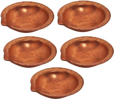 

Uncommon Stuffs Copper (Pack of 5) Table Diya Set(Height: 1 inch)