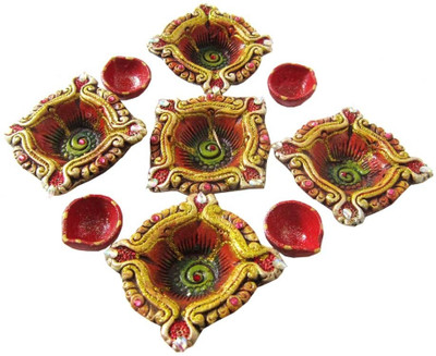 

Creativity Centre Diwali Colorful Rangoli s N Shubh Labh Wall Hanging Terracotta Table Diya Set(Height: 0.5 inch)