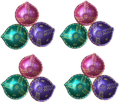 

Craft Art India Handmade Decorative Dipawali / Diwali Tealight / Oil Lamps For Pooja / DéCor/Puja - Set Of 12 Pcs. Terracotta (Pack of 12) Table Diya Set(Height: 1.18 inch)