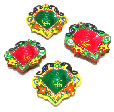 

Shree Sai Traditional Diwali Terracotta (Pack of 4) Table Diya Set(Height: 2 inch)