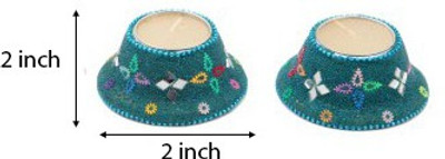 

JaipurCrafts Decorative Set Of 3 With Lac Work Aluminium (Pack of 3) Table Diya Set(Height: 2 inch)