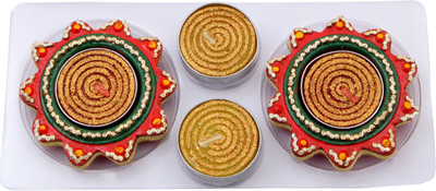 

JaipurCrafts Decorative Sparkle Rajasthani Terracotta (Pack of 4) Table Diya Set(Height: 2 inch)