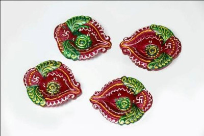 

TrendsandGifts Earthenware (Pack of 4) Table Diya Set(Height: 1 inch)