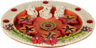 

Cosmosgalaxy Handicraft Thali Terracotta Table Diya Set(Height: 1.1 inch)