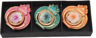 

JaipurCrafts Designer Sparkle Set Of 3 Terracotta (Pack of 3) Table Diya Set(Height: 2 inch)