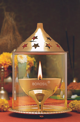 BOROSIL Akhand Brass Table Diya(Height: 7 inch)