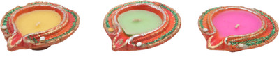 

JaipurCrafts Designer Sparkle Set Of 3 Terracotta (Pack of 3) Table Diya Set(Height: 2 inch)