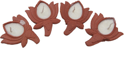 

JaipurCrafts Traditional Handmade Set Of 4 Terracotta (Pack of 4) Table Diya Set(Height: 1 inch)