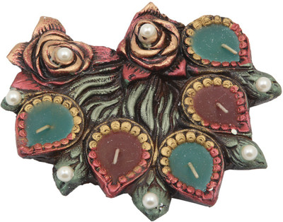 

JaipurCrafts Decorative Roses With 5 Terracotta Table Diya Set(Height: 2 inch)