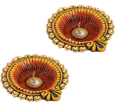 

Aapno Rajasthan Terracotta (Pack of 2) Table Diya Set(Height: 6 inch)