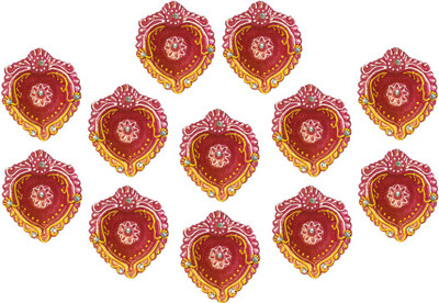 

Craft Art India Handmade Earthen Clay / Terracotta Decorative Dipawali / Diwali Diya / Tealight / Oil Lamps for Pooja / Puja , Size(CM):2.5x23x14.5 Terracotta (Pack of 12) Table Diya Set(Height: 1.57 inch)