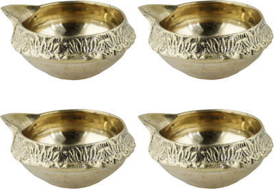 RoyaltyLane Brass (Pack of 4) Table Diya Set(Height: 1.1 inch)