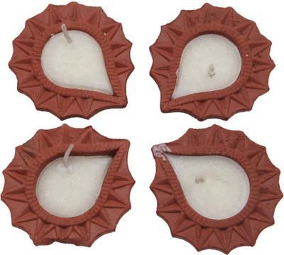 

JaipurCrafts Traditional Handmade Set Of 4 Terracotta (Pack of 4) Table Diya Set(Height: 1 inch)