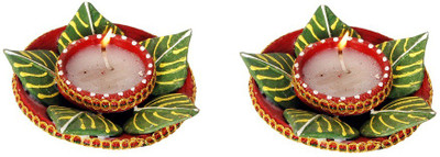 

Cretiv Lotus Earthenware (Pack of 2) Table Diya Set(Height: 3 inch)